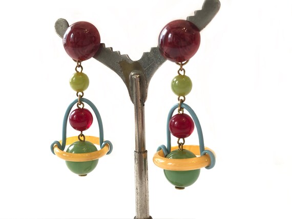 Oversized Bakelite Dangling Clip-On Earrings, 1960