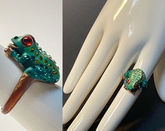 Marion Godart Paris Frog, Rhinestones Ring.