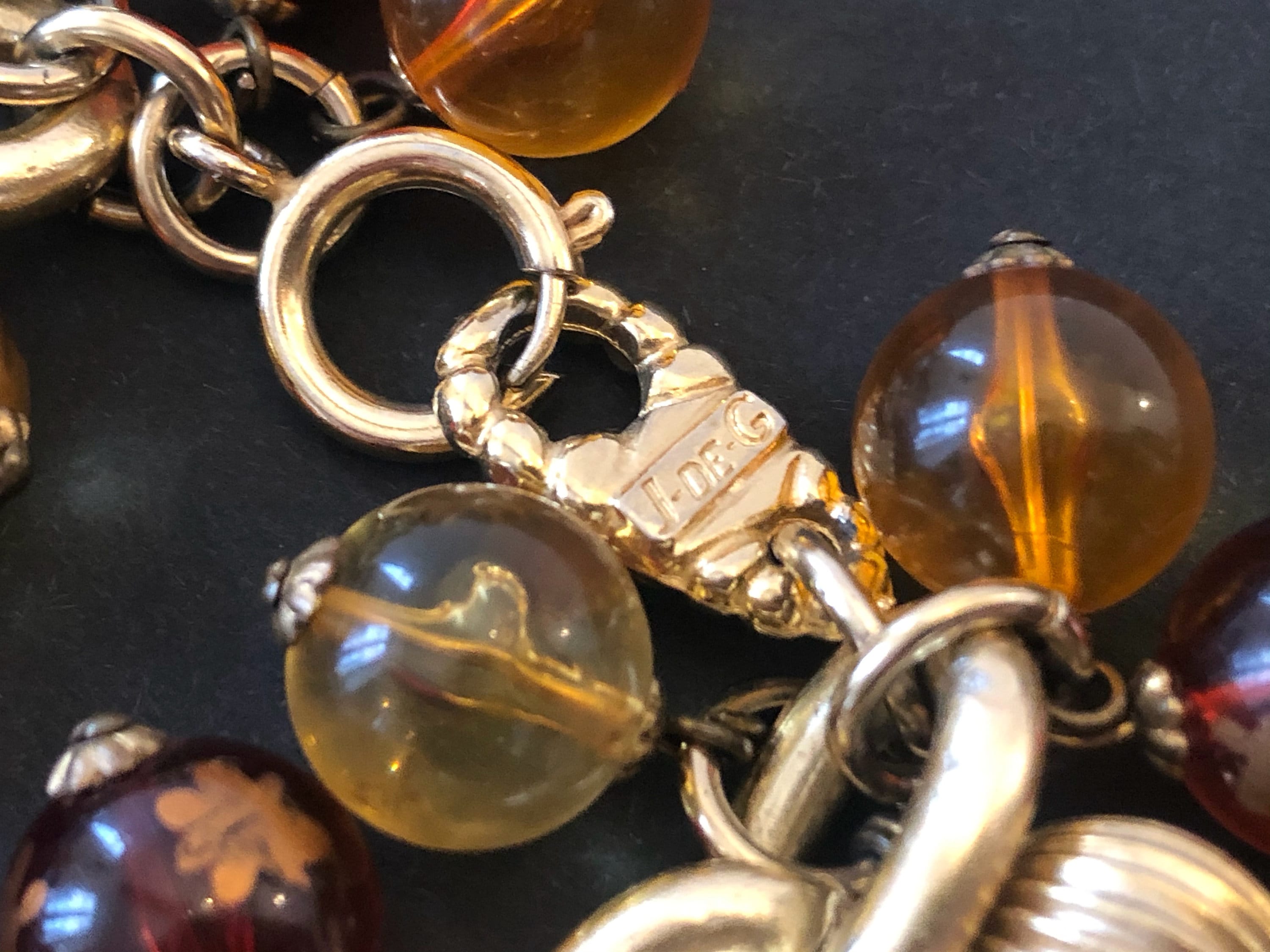 △JACKY DE G ビンテージ チャームブレスレット 大ぶり ゴールド