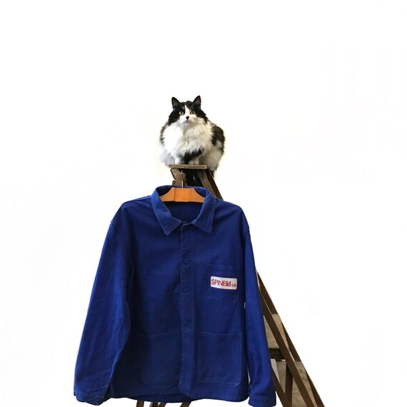 Vetements de travail bleus francais veste unisexe taille M veste bleu delave vetements industriels. Etsy Canada