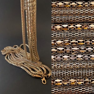 Vintage Disco Multi-Strand Gold Mesh Chain Necklace