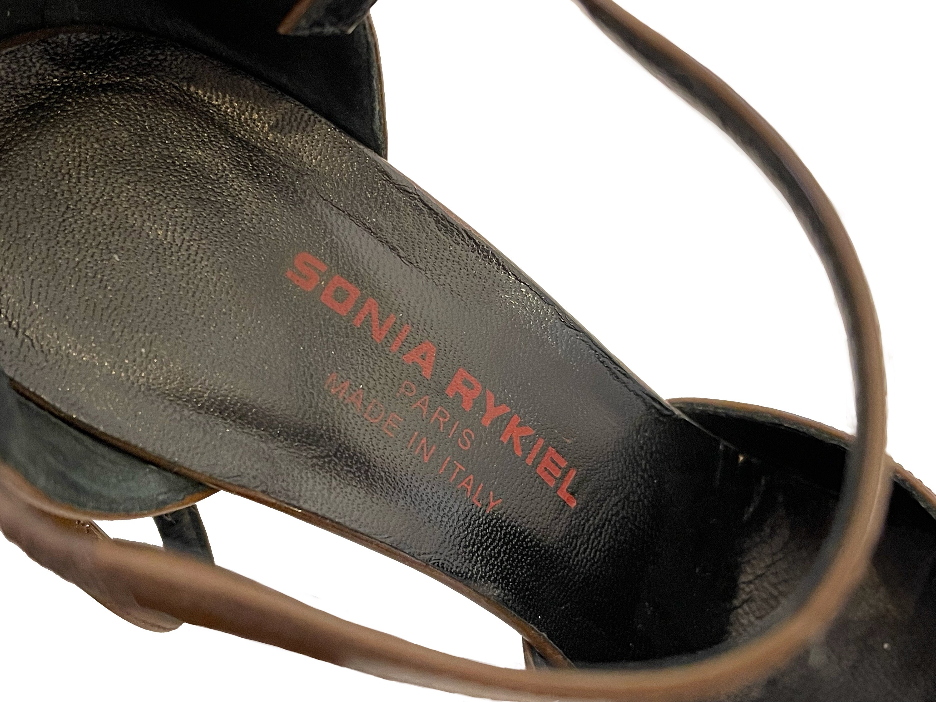 Escarpins Vintage SONIA RYKIEL En Cuir Noir Ajouré – Taille 35 – Talons Ronds – état Très Correct