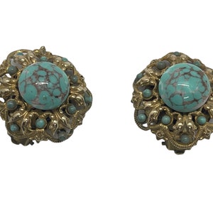 Françoise Montague Mid-Century, Turquoise Glass beads Earrings