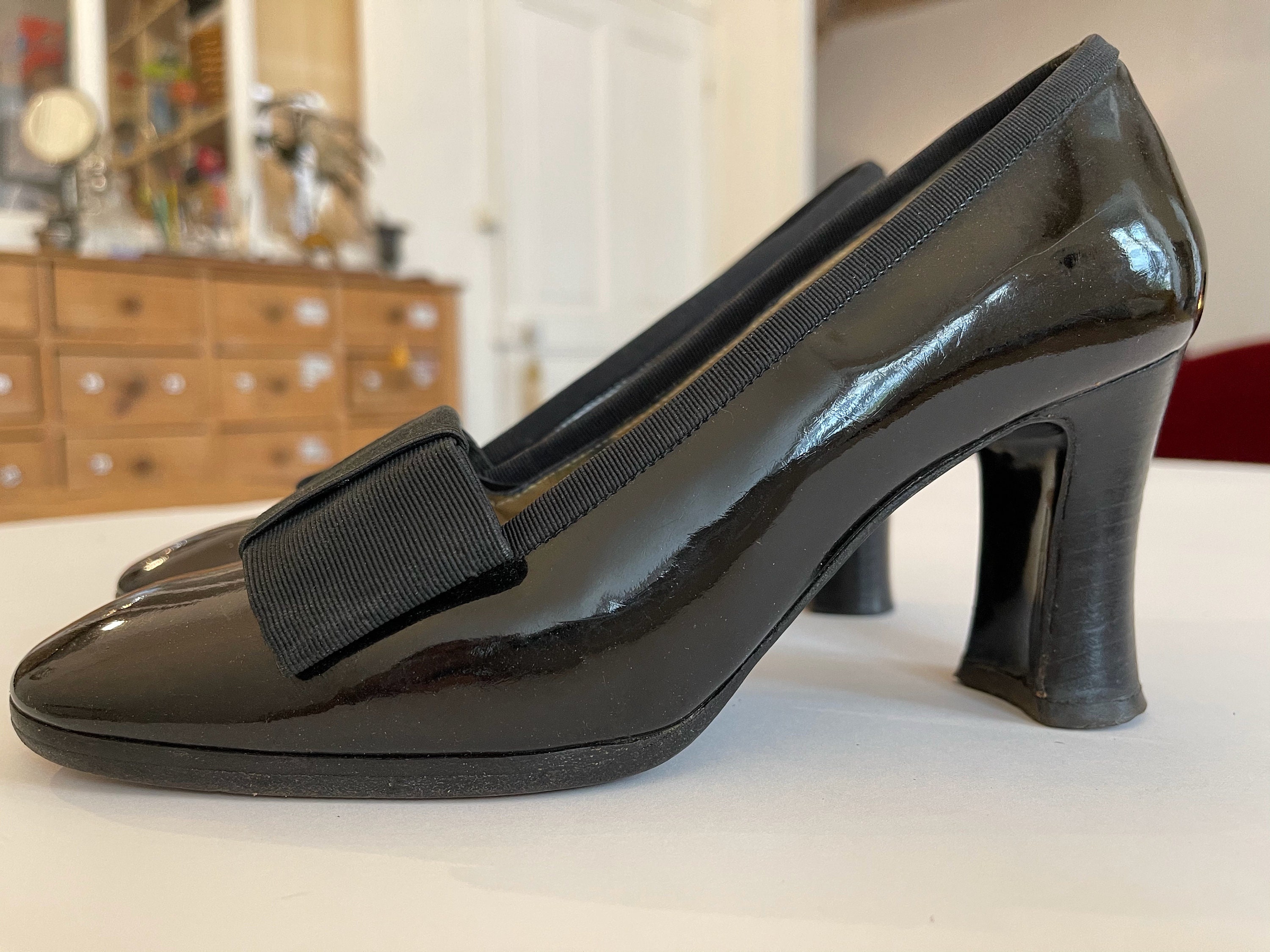 Yves Saint Laurent Pumps Shoes Black Patent Leather and Node | Etsy