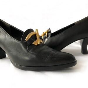 Karl Lagerfeld Black Leather Mary Jane Shoes, Gilded Buckle, Us Size US ...