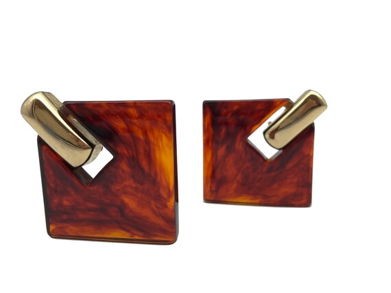 Cacharel Chunky Faux Tortoise Dangling Earrings, 1