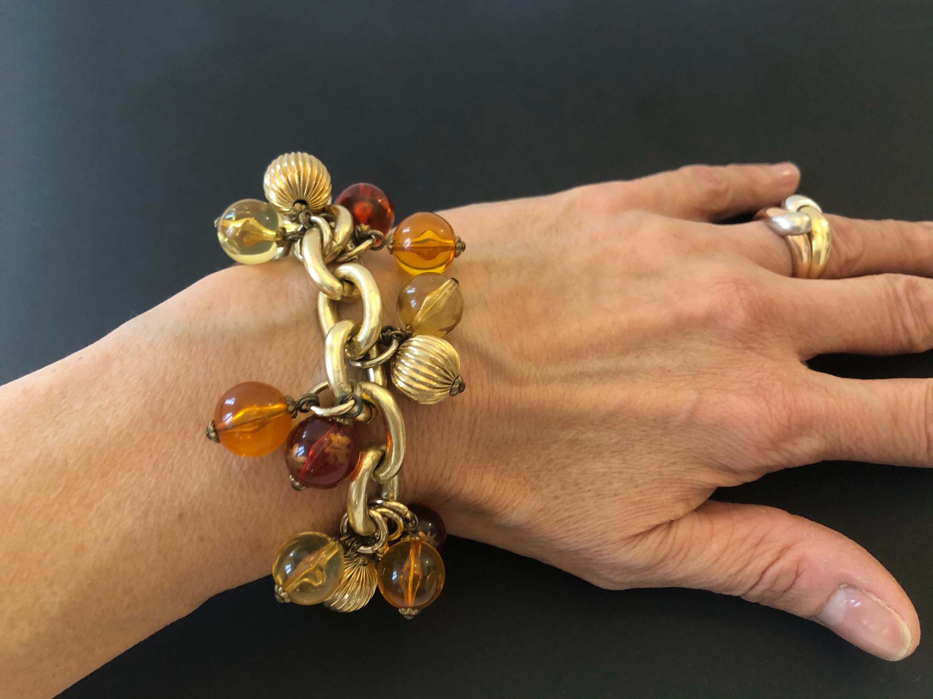 △JACKY DE G ビンテージ チャームブレスレット 大ぶり ゴールド