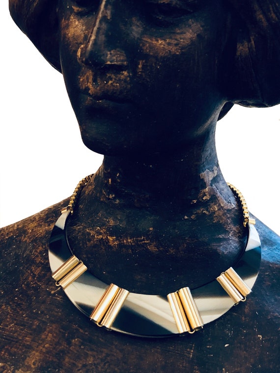 LANVIN Paris, Vintage Hippie Chic Necklace, Horn … - image 4