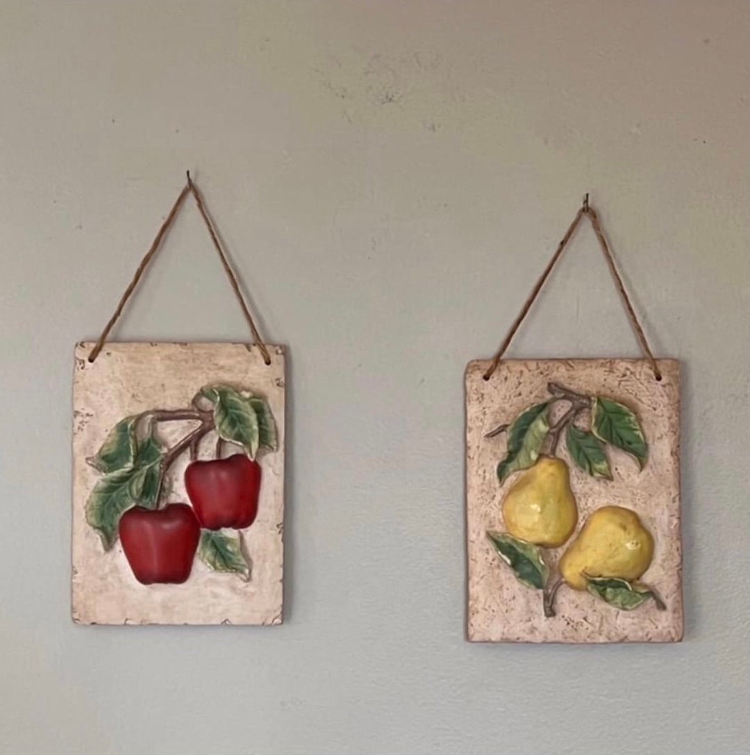Vintage 3D Kitchen Fruit Wall Plaques Set of 2 Etsy