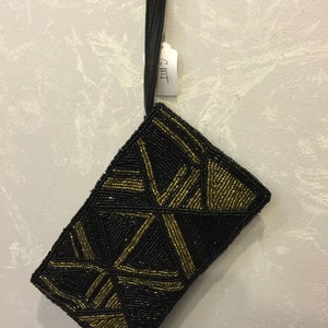Vintage Black Beaded Evening Bag, Purse, Clutch by Sorpresa