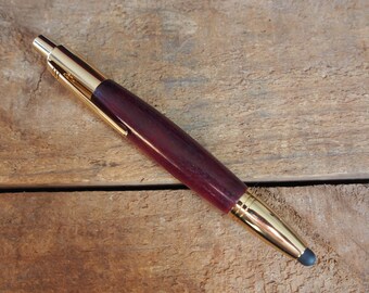 Rustic handcrafted Purple Heart Stylus click pen