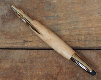 Rustic handcrafted Birds Eye Maple Stylus click pen #2