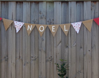 Christmas cotton and Hessian NOEL bunting banner.