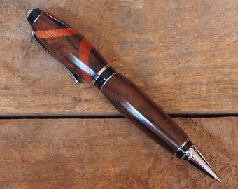 Rustic handcrafted Indian Ebony and Red Gum cigar ballpoint pen #1