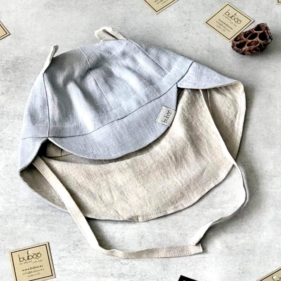 Baby Sun Hat With Neck Protection Summer Linen Hat Baby Etsy