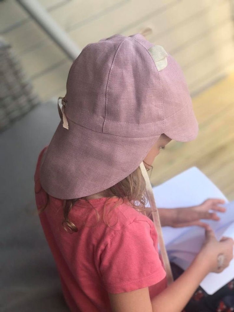 Linen Sun Hat for Baby With Neck Protection Summer Linen Hat Etsy