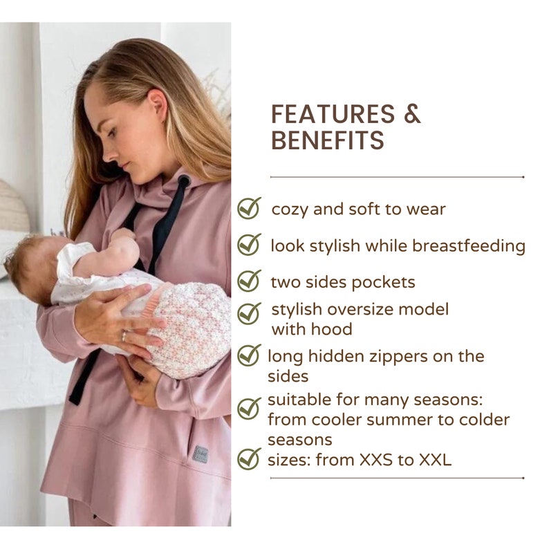 Breastfeeding Hoodie With Hidden Zippers and Oversize Hood Etsy