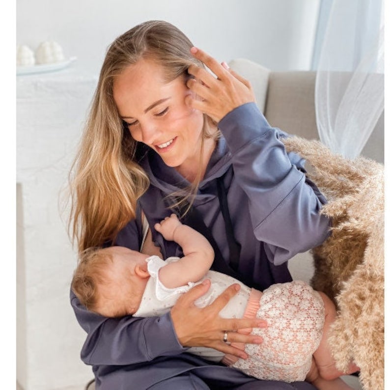 Breastfeeding Hoodie With Hidden Zippers and Oversize Hood Etsy