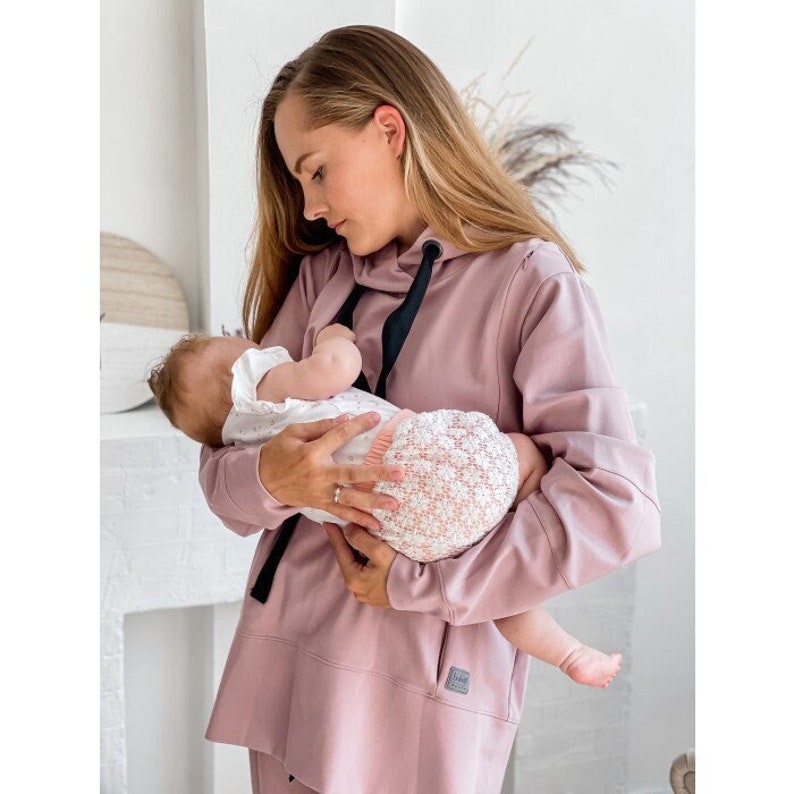 Breastfeeding Hoodie With Hidden Zippers and Oversize Hood Etsy