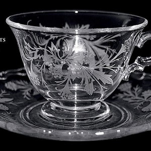 Fostoria Lovely Crystal Heather Cup and Saucer image 1