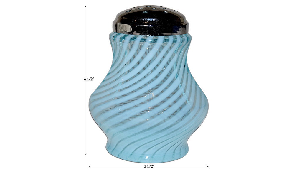Fenton / Wright Spiral Optic Blue Opalescent #96-4 Sugar Shaker