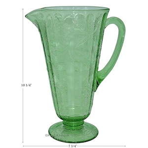 Jeannette Floral Poinsettia Depression Glass Green Hard to Find Lemonade Pitcher