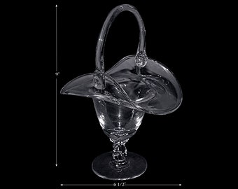 Heisey Lariat Crystal 9" Basket with Turned Up Sides and Loop Stem