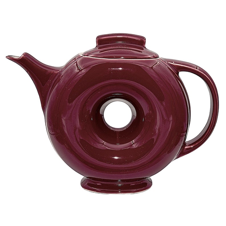 Hall China Vintage Maroon Donut Deco Teapot Etsy