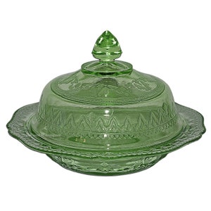 Federal Patrician / Spoke Green Butter Dish