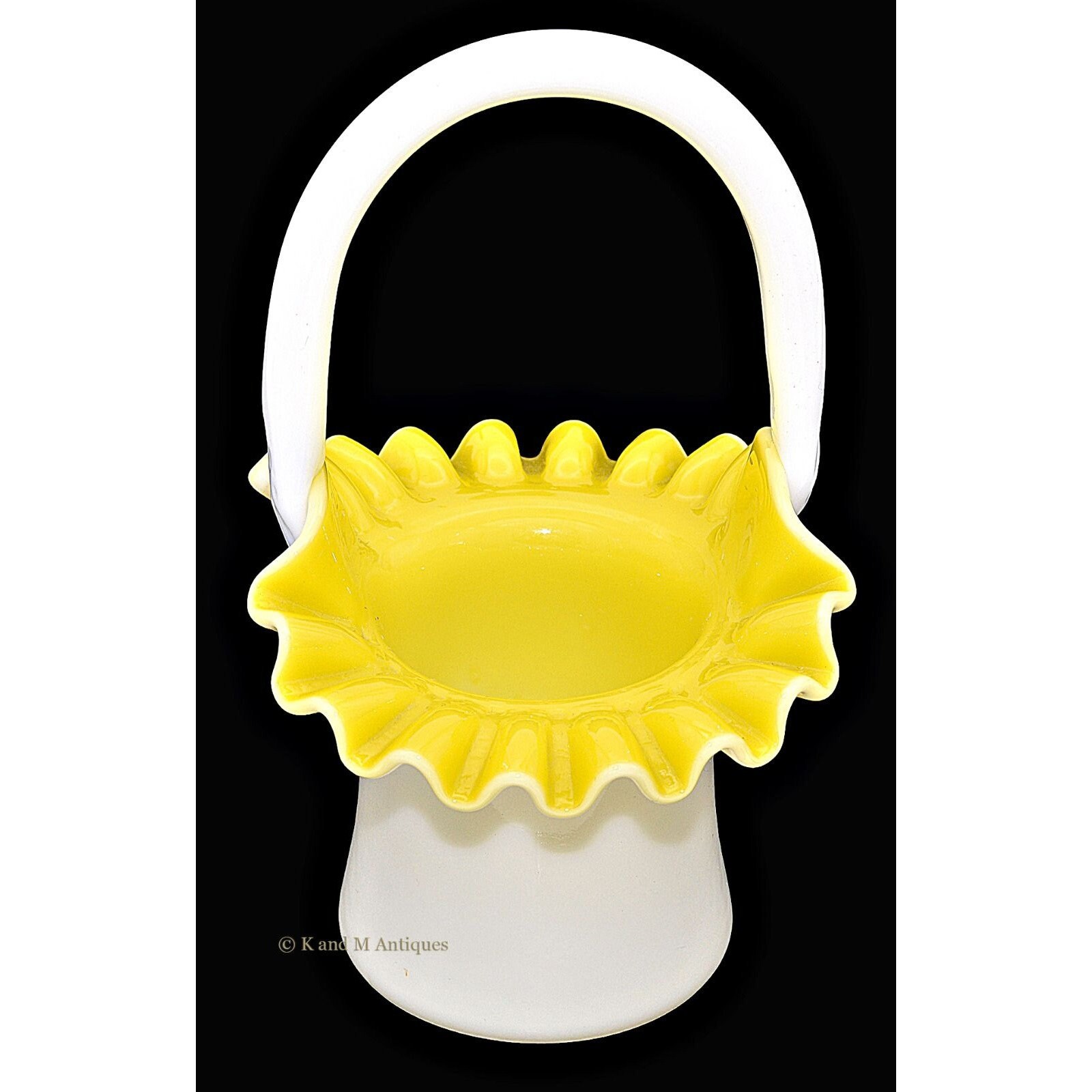 Fenton yellow Overlay #1924 5” Basket - Etsy Canada