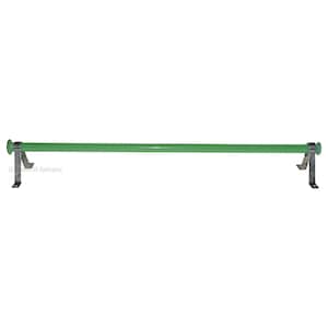 May include: A green metal curtain rod with silver end caps and brackets. The rod is approximately 36 inches long.
