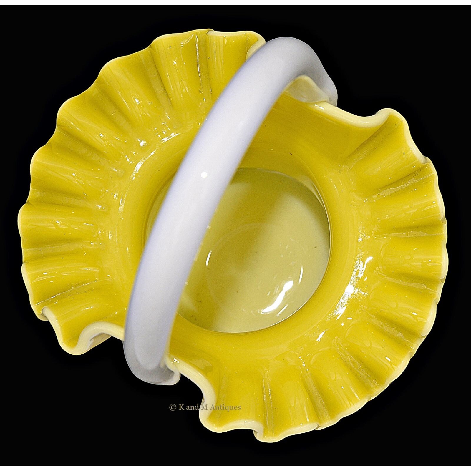 Fenton yellow Overlay #1924 5” Basket - Etsy Canada