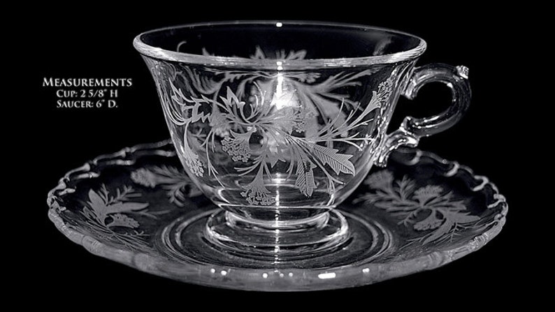 Fostoria Lovely Crystal Heather Cup and Saucer image 1