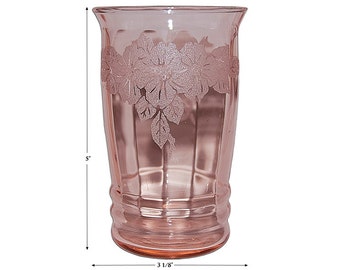 MacBeth Evans Dogwood Pink Screen Etched 5" Ice Tea Tumbler,