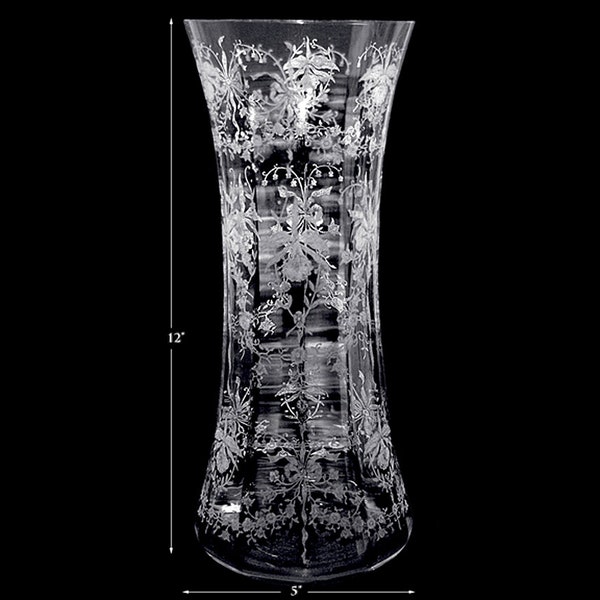 Heisey Orchid #4198 - Flat, Concave Sided , Interior Optic 12 Inch Vase RARE