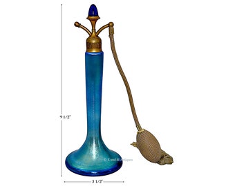 DeVilbiss  Steuben Early 1925 Blue Aurene Perfumizer/Atomizer