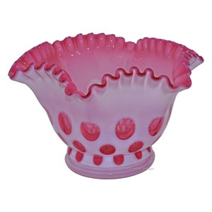 Fenton Coin Dot Cranberry Opalescent #1438 8 1/2&quot; Bowl - Hard to Find