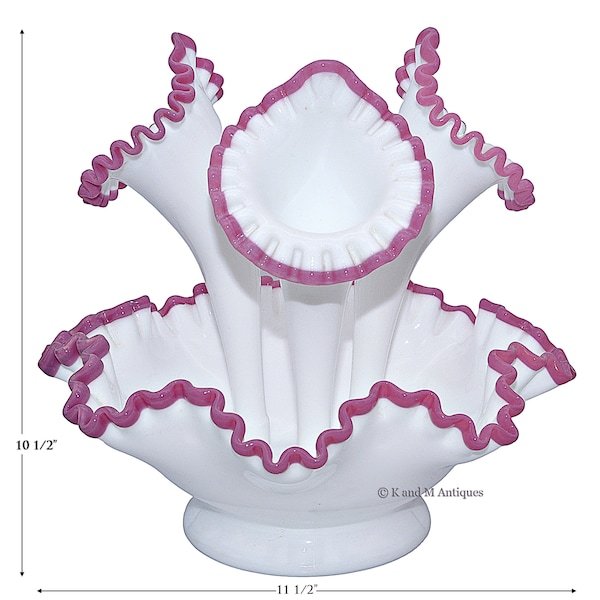 Fenton Apple Blossom Crest No. 7308 Juego de 4 piezas Epergne