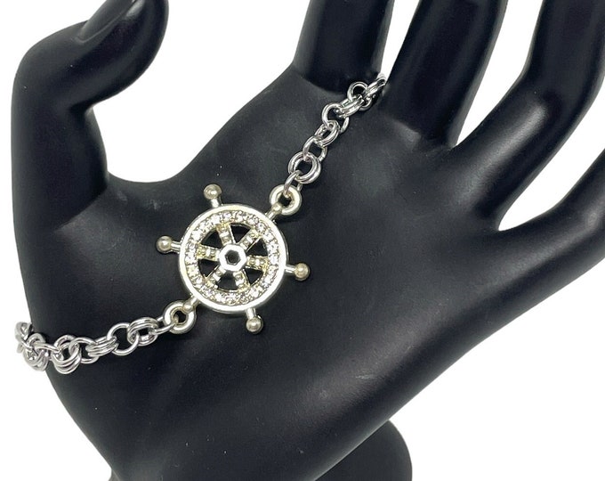 Captain's Wheel Chain Bracelet, Sailor Bracelet, Nautical Jewelry