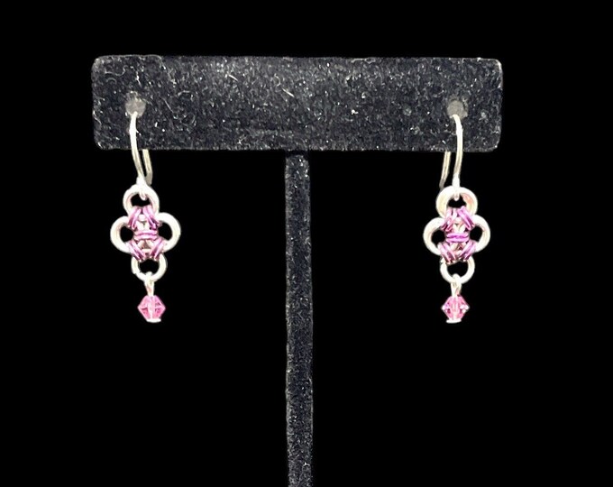 Japanese Mini-Cross Chainmaille Earrings, Religious Jewlery