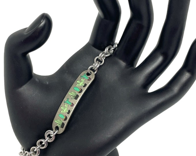 Cactus Chain Bracelet, Desert Bracelet, Succulent Jewelry