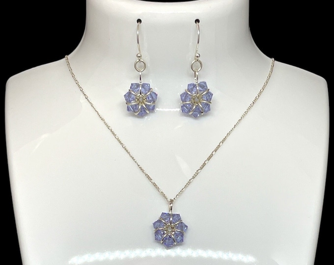 June Birthstone Earrings and Necklace, Birthday gift for Her, Swarovski Alexandrite Earrings Necklace Set