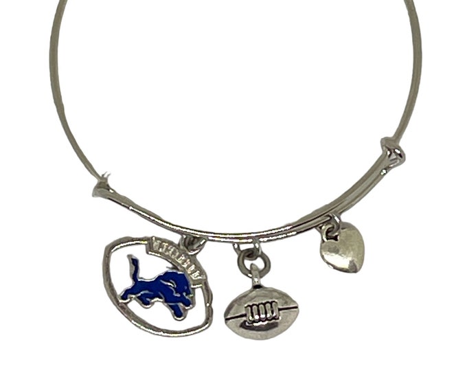 Detroit Lions Football Charm Bracelet, Lions Fan Gift, Football Lover