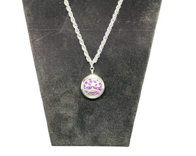 Double Spiral Rope Chain Maille Necklace with Shooting Stars, Aroma Therapy Necklace, Diffuser Jewelry, Locket