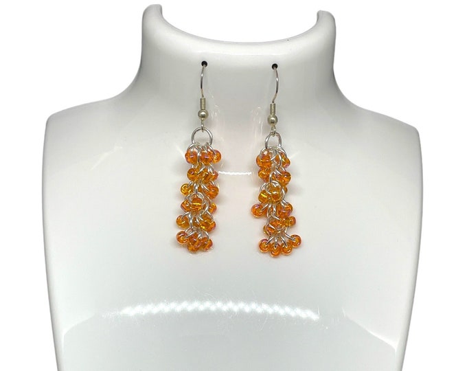 Shaggy Loops Chain Maille Earrings-Peach