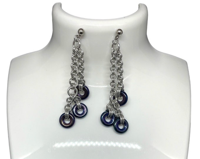 Circle Drop Chandelier Earrings, Chain Maille Earrings