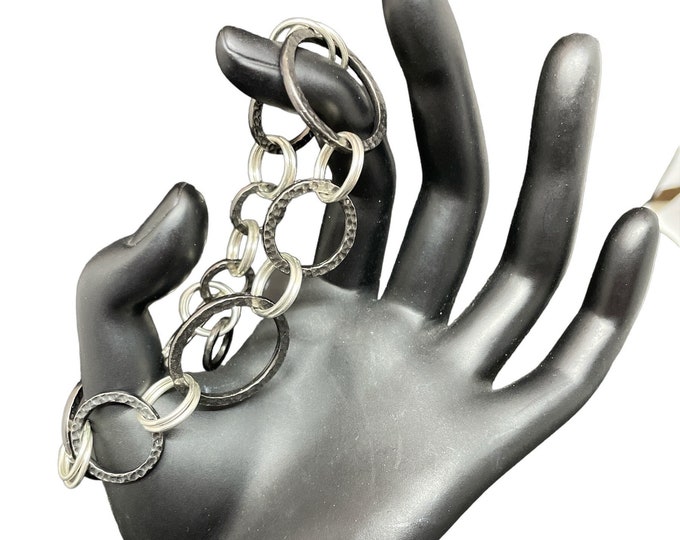 Hammered Circles Chain Maille Bracelets-Gun Metal