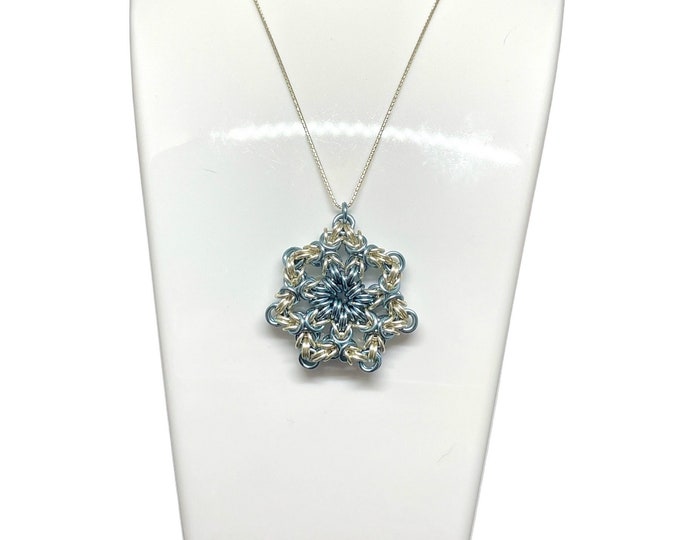 Snowflake Chain Maille Pendant with Chain