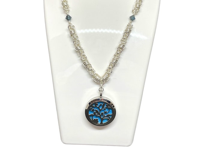 Ultimate Chain Maille Aromatherapy Necklace with Fancy Tree