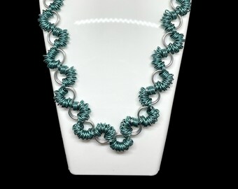 Coiled Choker Chain Maille Necklace-Teal